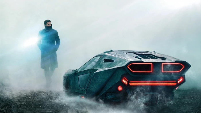 black car with man digital wallpaper Blade Runner Ryan Gosling 2k 4k 5k 8k