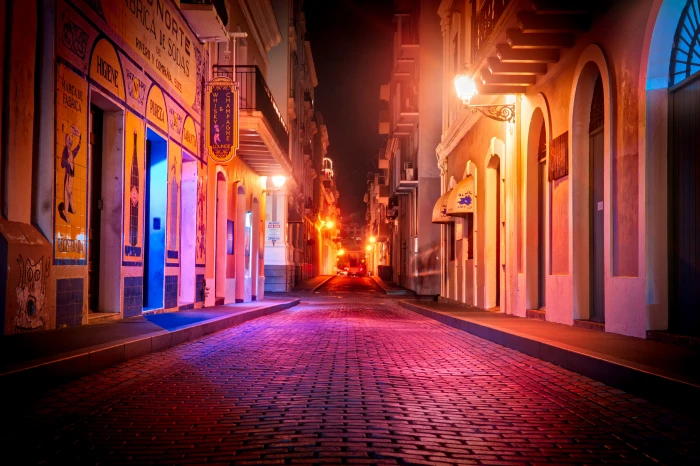 city street during night san juan Streets Old San Juan 2k 4k 5k 8k
