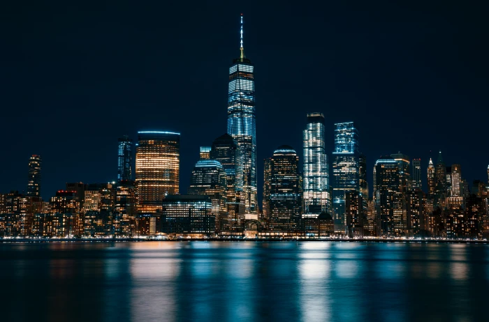 Exchange Place Night Reflections USA Cityscape 2k 4k 5k 8k