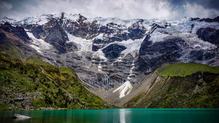 landscape photography of snow covered mountain body water and mountains 2k 4k 5k