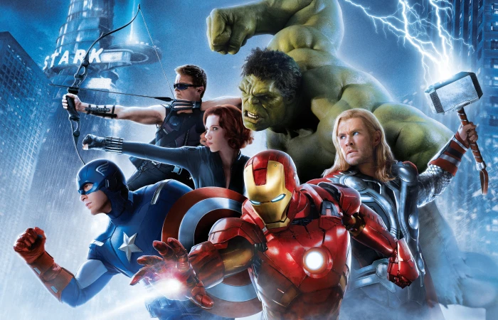 Marvel characters digital wallpaper Iron Man Thor Hulk Hawkeye 2k 4k 5k
