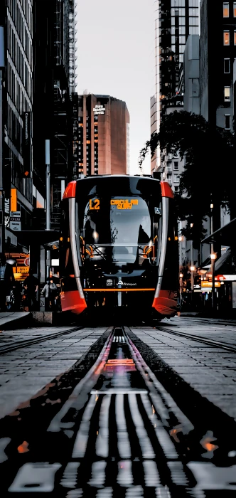 Wallpaper of a modern streetcar amoled mobile