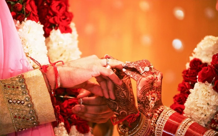 Indian Engagement Ceremony hands ring decorated 2k