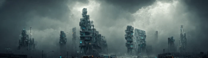 Lost city futuristic widescreen dual monitor 2k 4k 5k