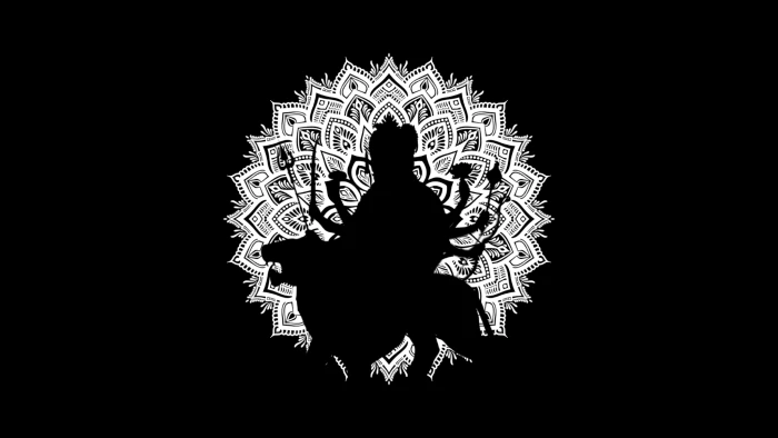 Goddess Durga Shadow on a Mandala 2k