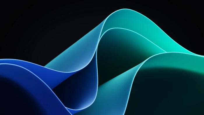 Windows 11 Dark Green Abstract Waves 2k