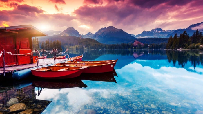 Some nice scenary boat lake sky 2k 4k