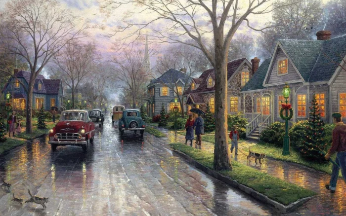 street painting Christmas lights Thomas Kinkade christmas decoration 33 2k