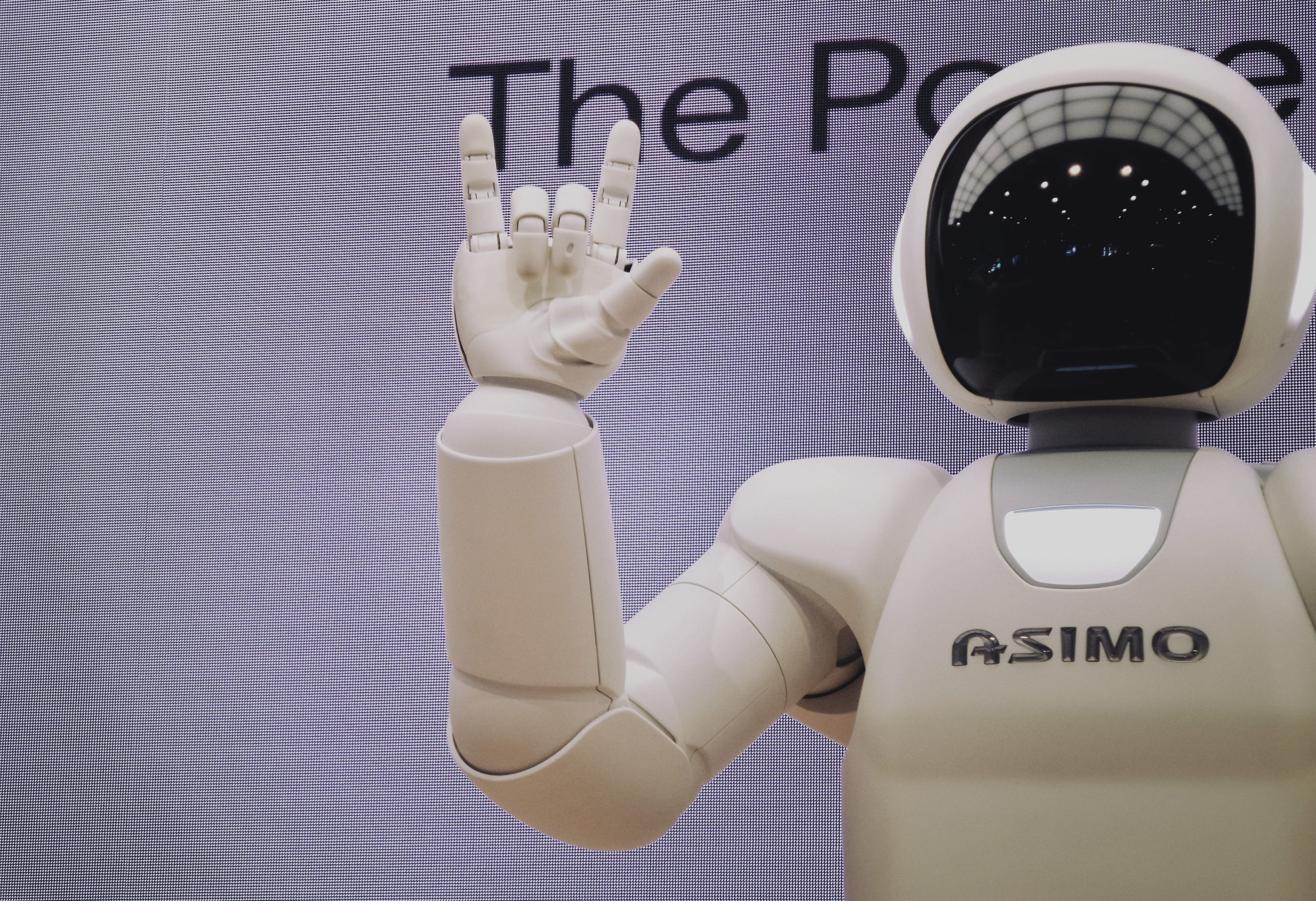 Asimo robot doing handsign technology metal humanoid artificial 2k 4k 5k