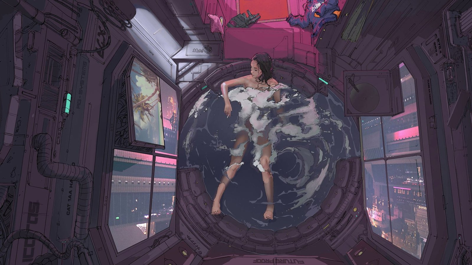 Girl Figure Bathroom Art Klaus Cyber Cyberpunk Wittmann