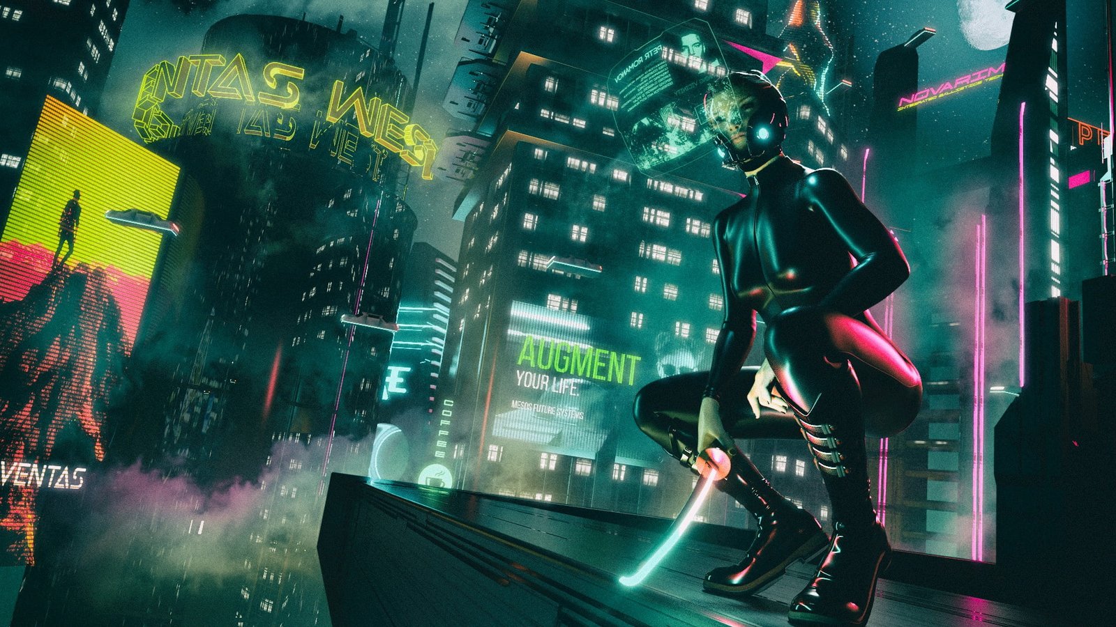 Girl Music The city Sword Background Latex Club Cyber