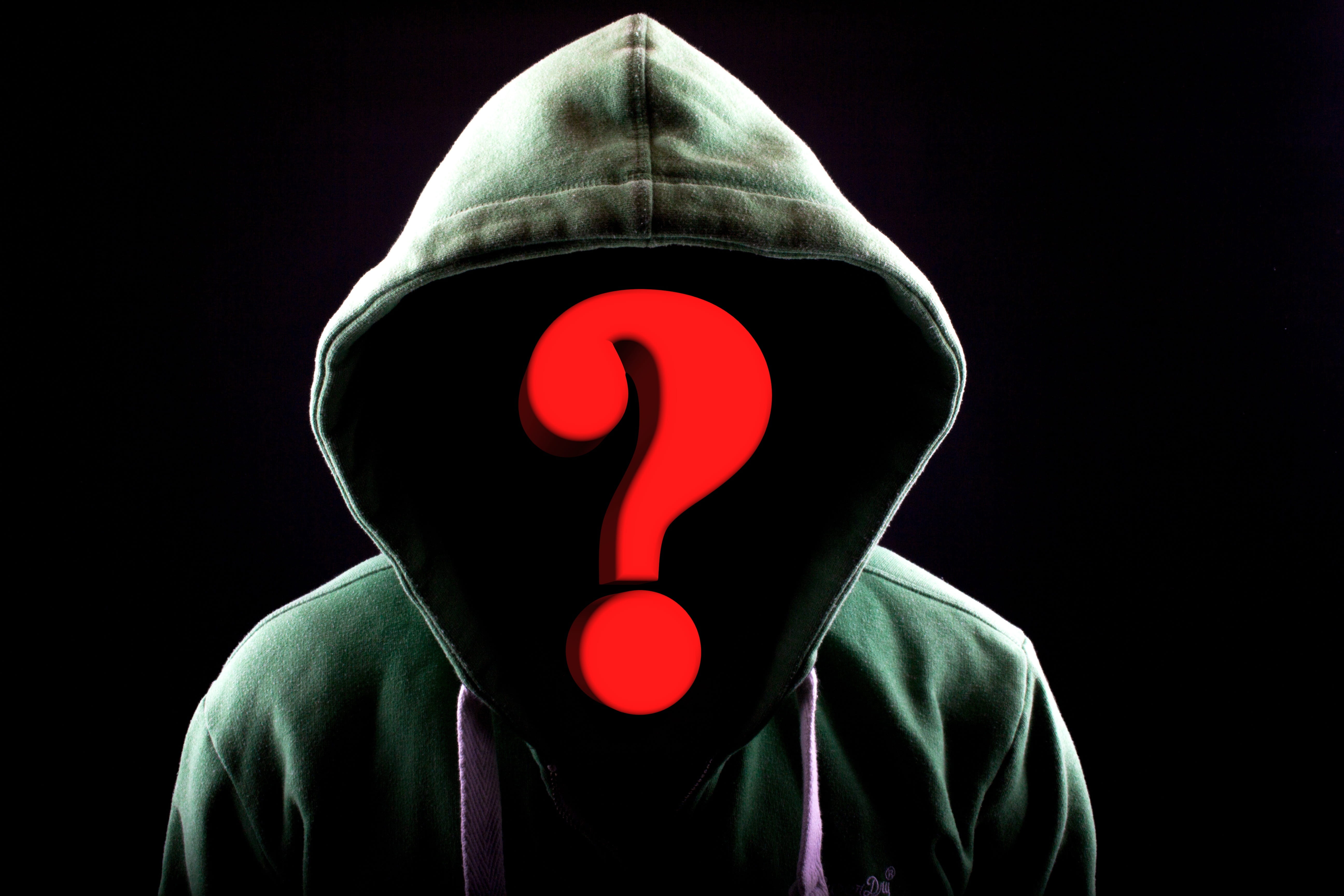 person wearing green pullover hoodie question mark hacker attack 2k 4k 5k
