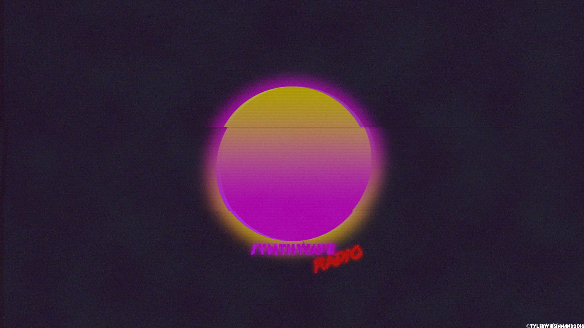 round yellow and purple logo synthwave New Retro Wave cyber doom