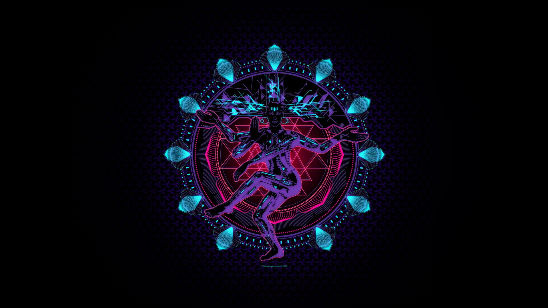 Shiva digital art cyber cyberpunk neon glowing