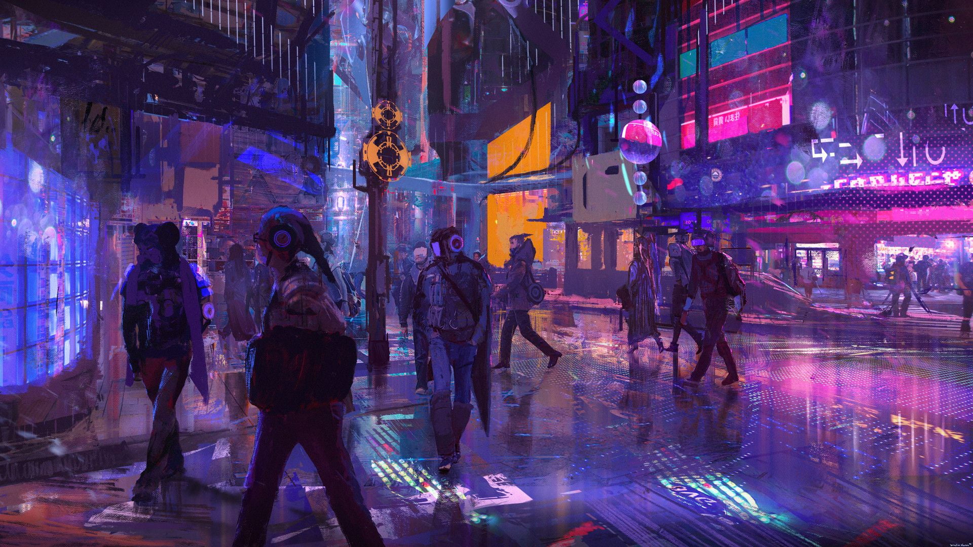 synthwave futuristic Artist cyber neon dark purple background