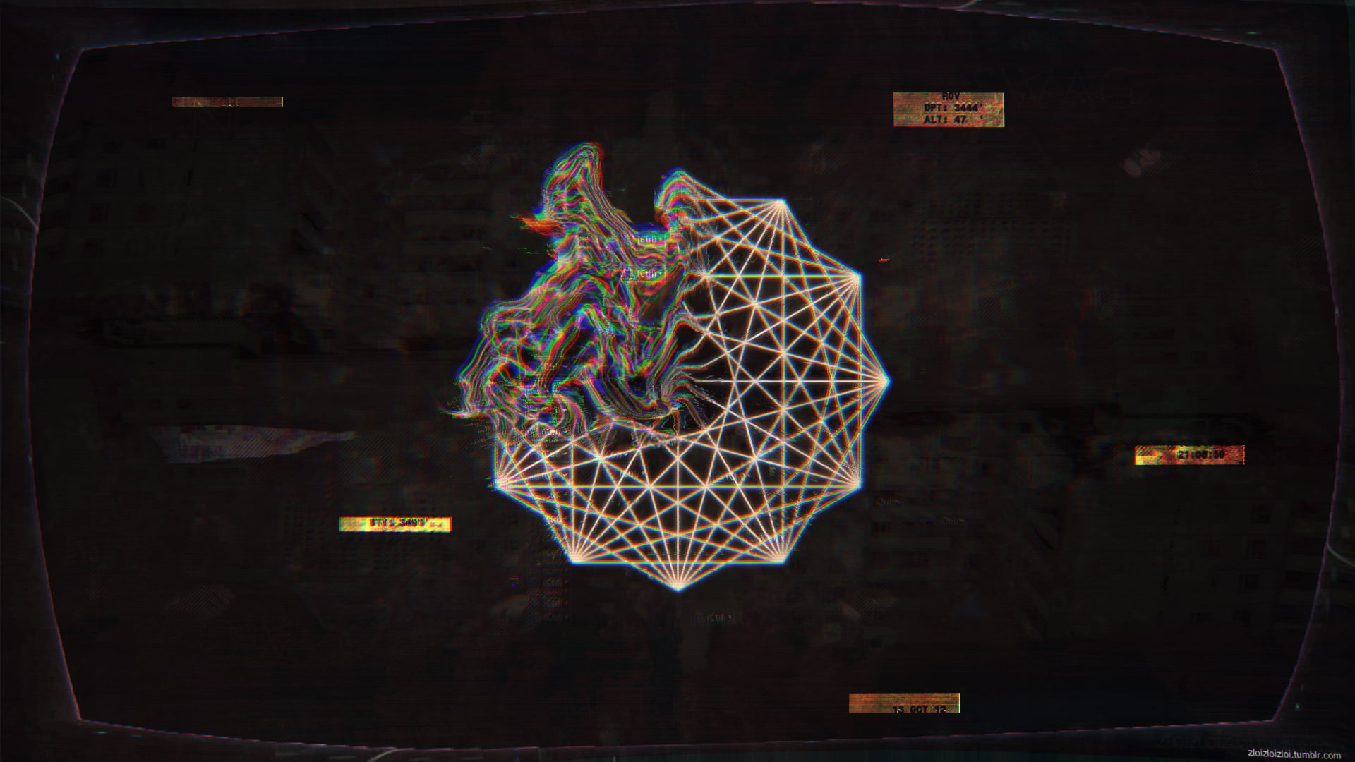 white illustration glitch art cyber abstract dark psychedelic