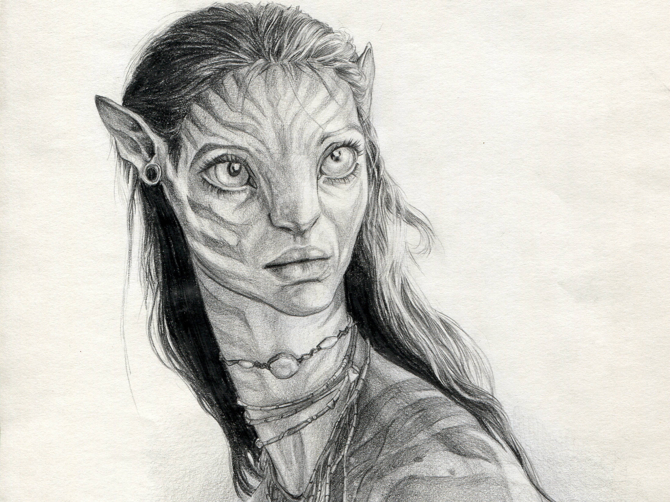 avatar neytiri charcoal art actress hollywood 2k