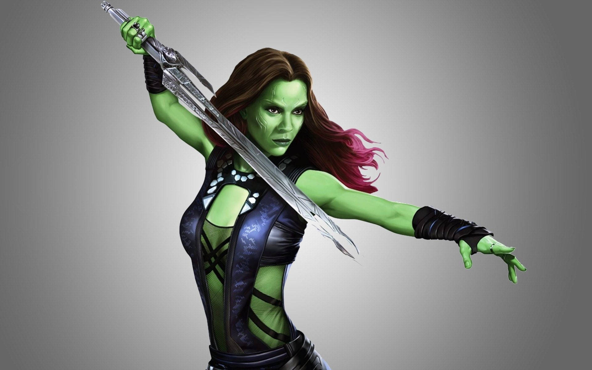 zoe saldana as gamora digital illustration actress hollywood