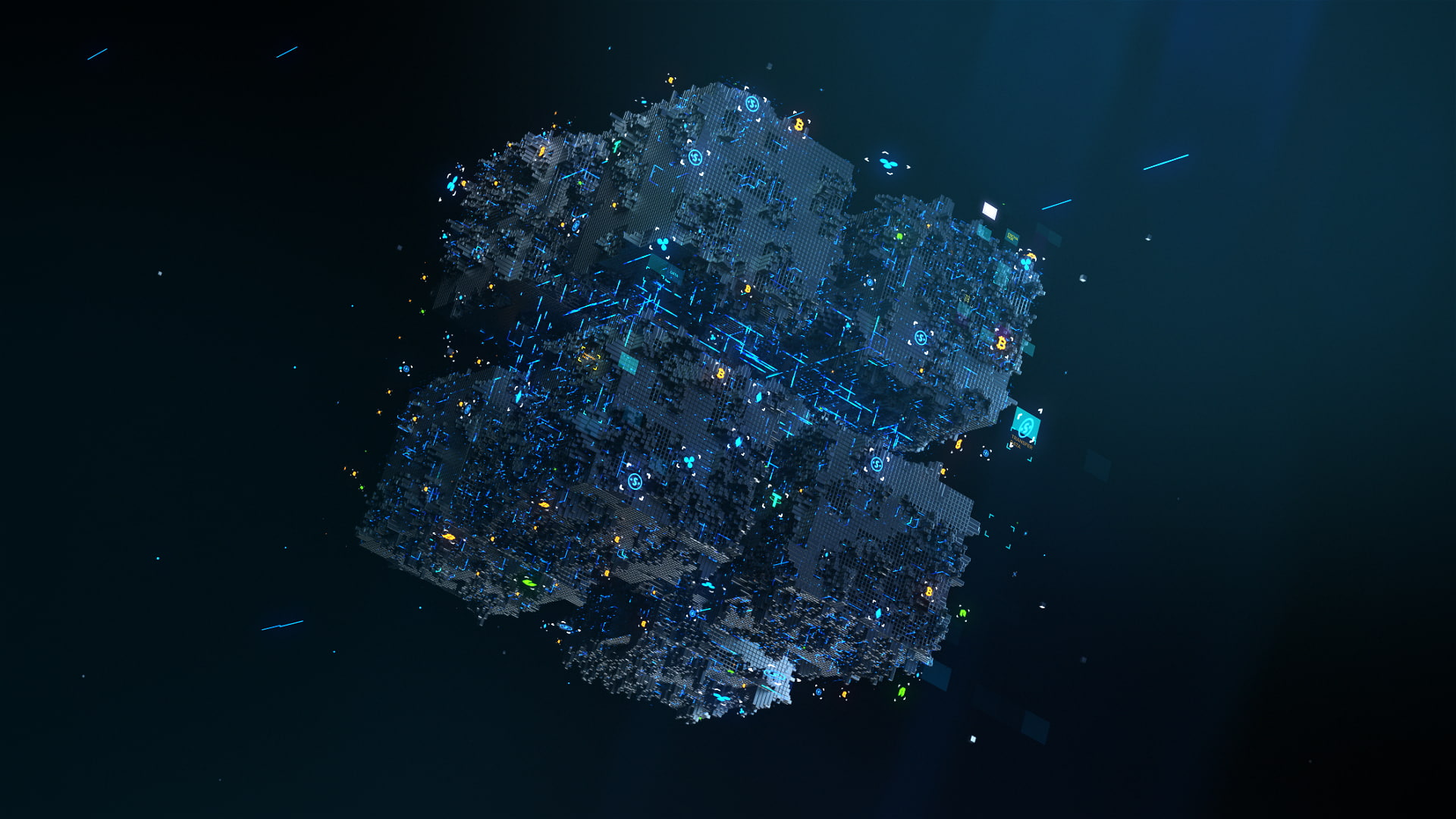 abstract digital art dark cryptocurrency night space planet