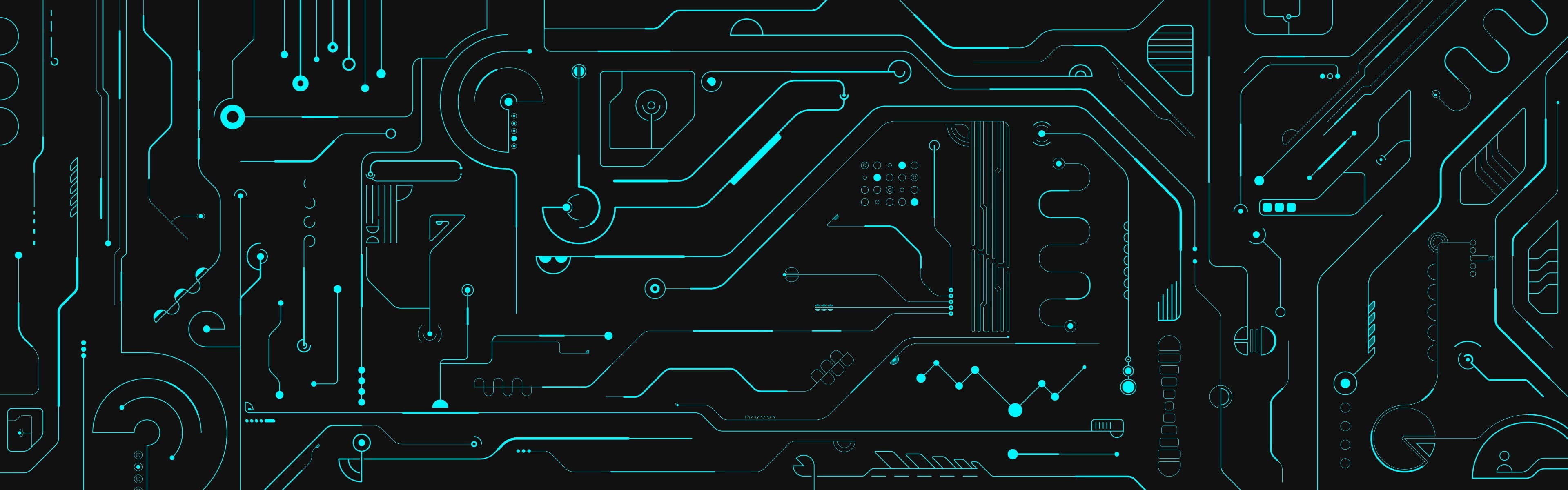 black and blue circuit digital wallpaper art circuits 2k