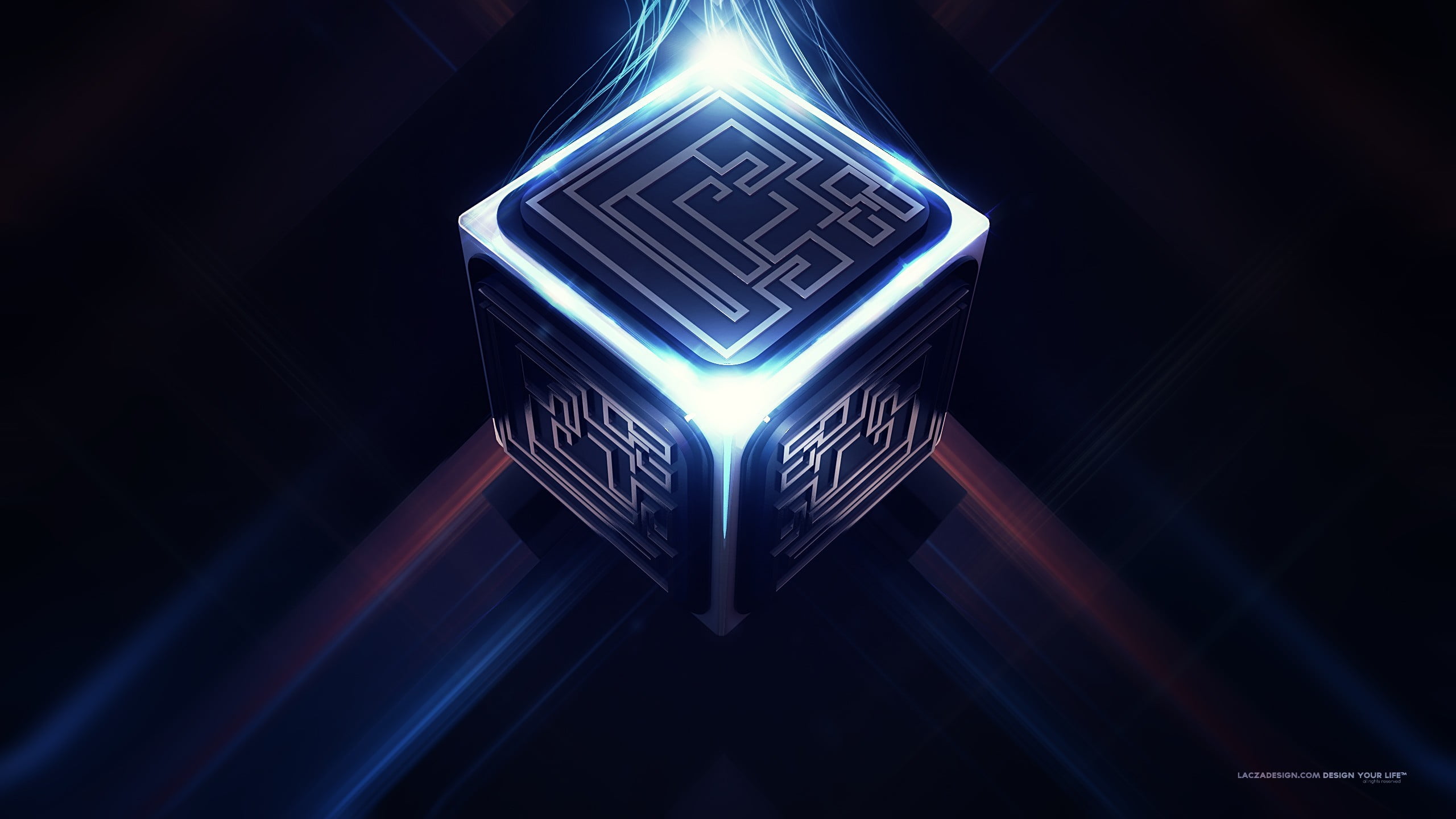 black and gray cube wallpaper futuristic artwork Lacza glowing 2k