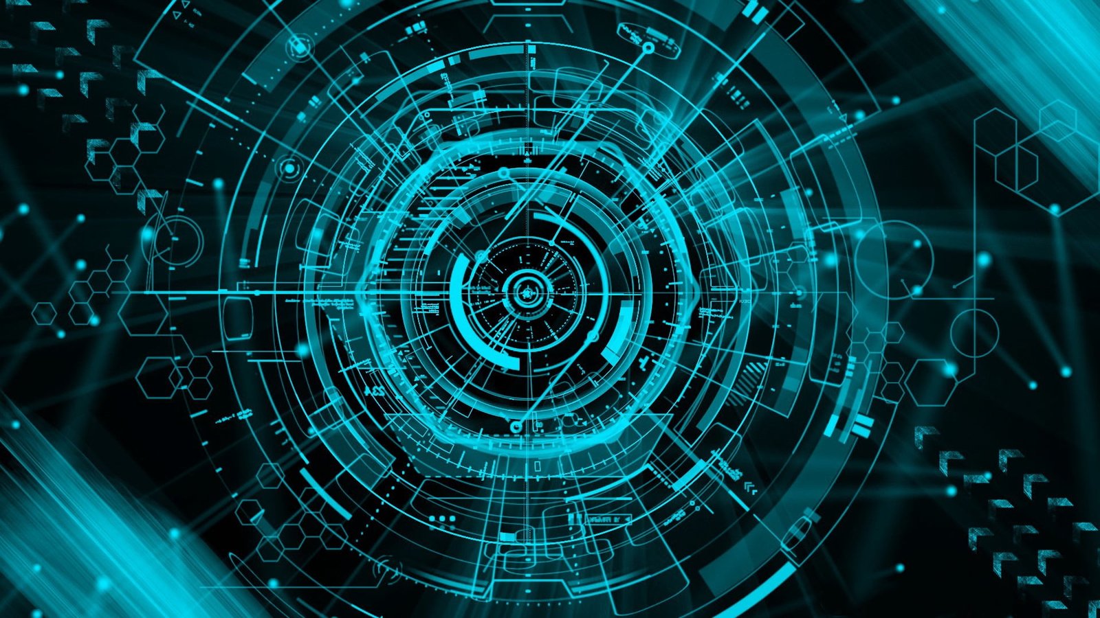 black and green desk fan futuristic tech geometry cyan technology
