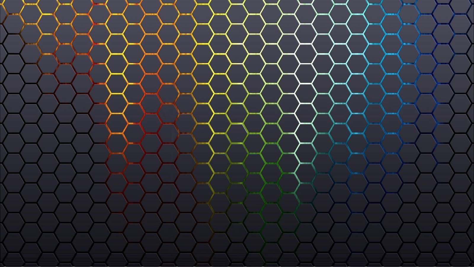 Glowing hexagon pattern blue white yellow and green mesh decor