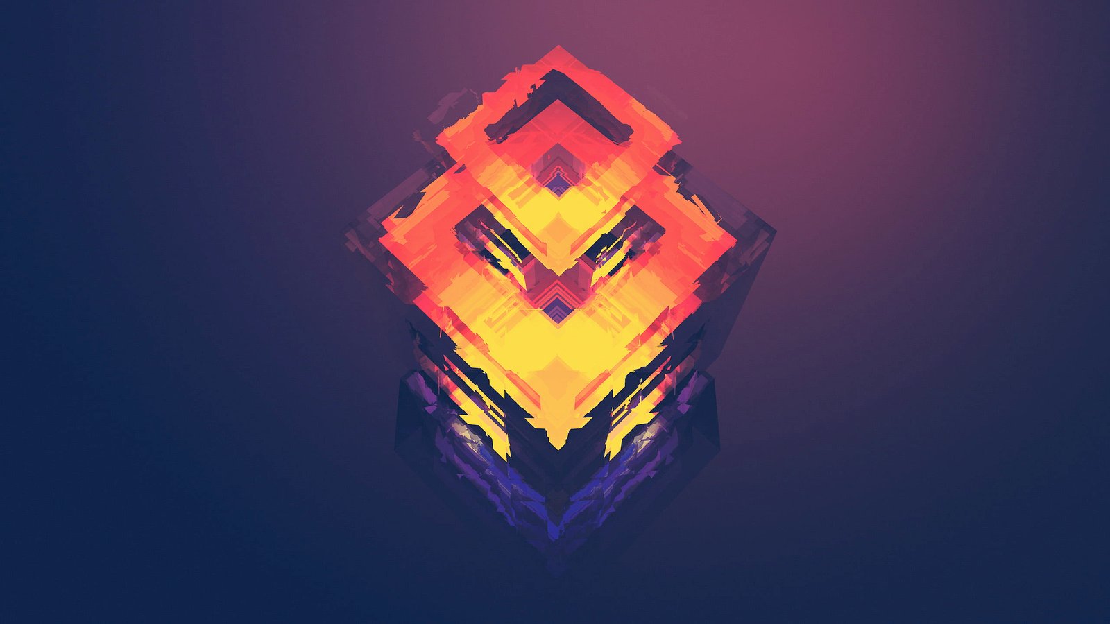 orange and purple cube digital wallpaper abstract Justin Maller 87 2k
