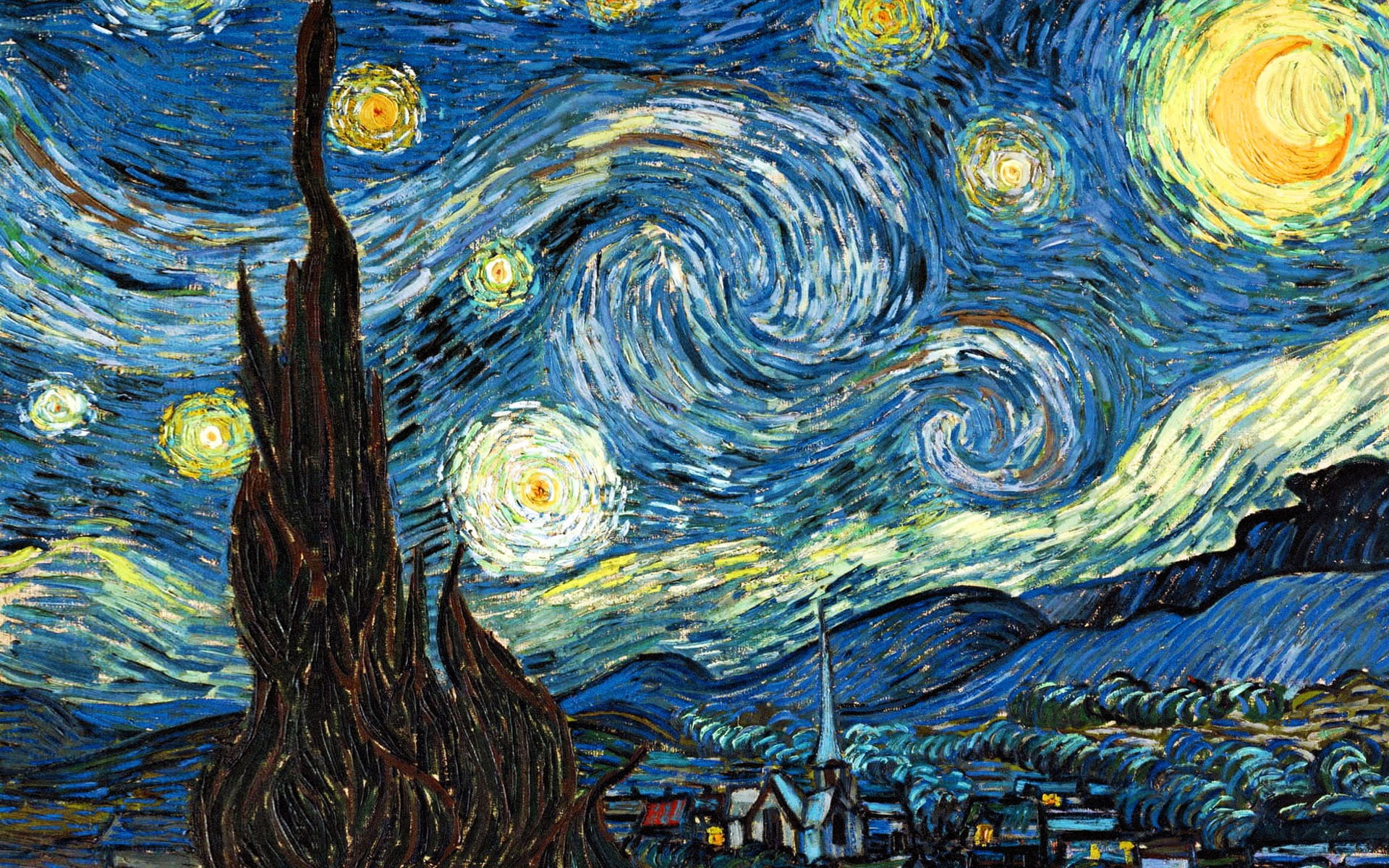 Starry night by Vincent Van Gogh painting The Night