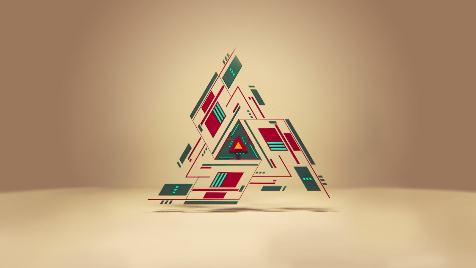 triangular green and red tool triangle logo geometry