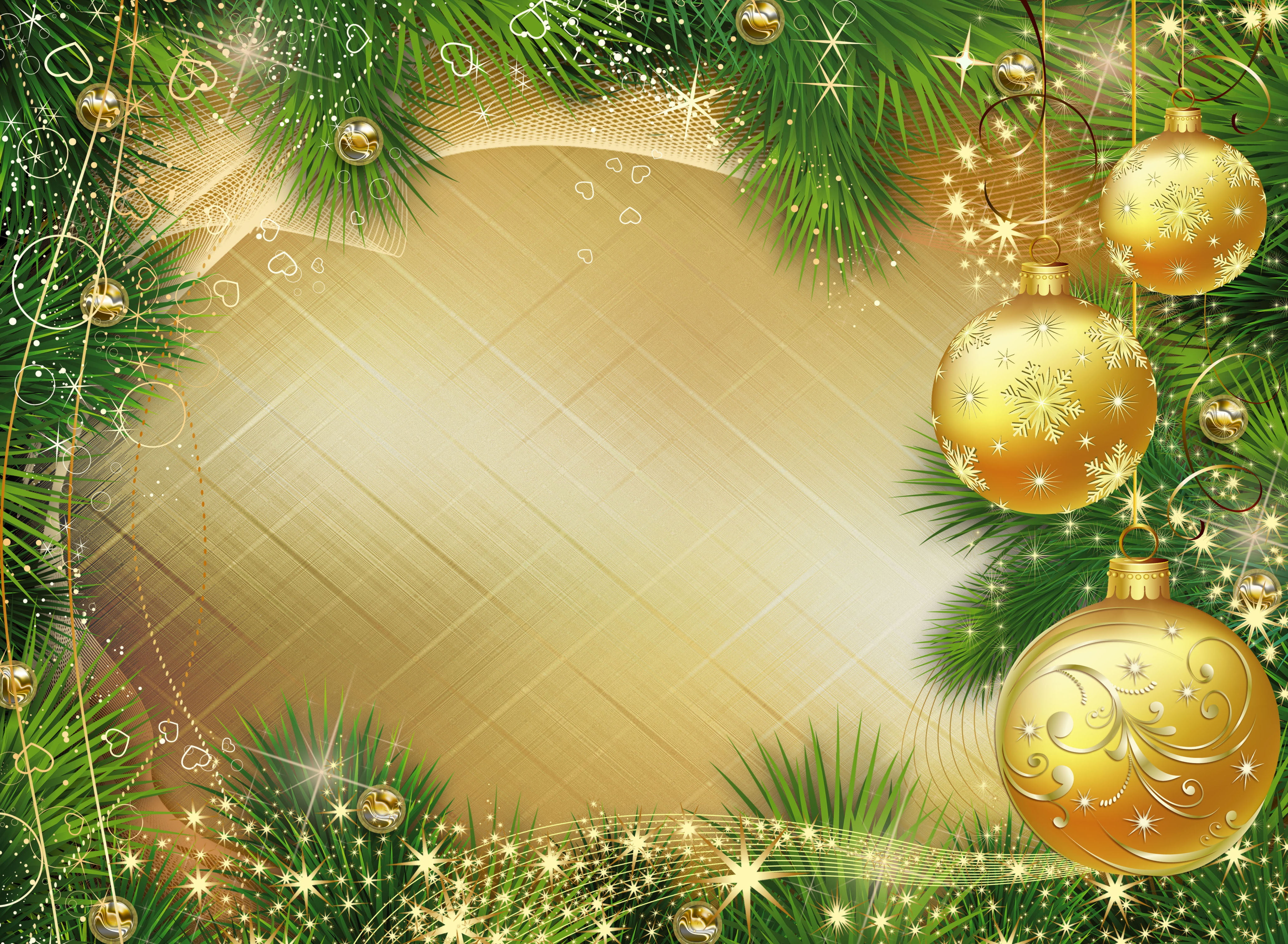 christmas garland and bauble boarder balls branches graphics 2k 4k