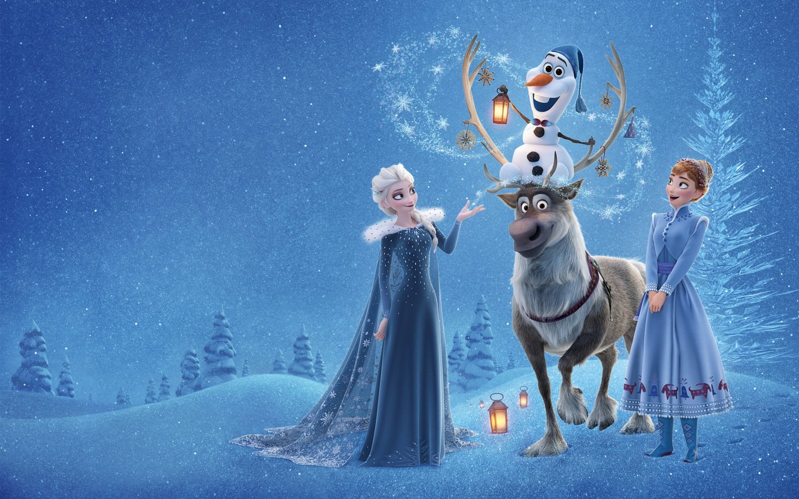Disney Frozen wallpaper winter forest snow trees cartoon 2k