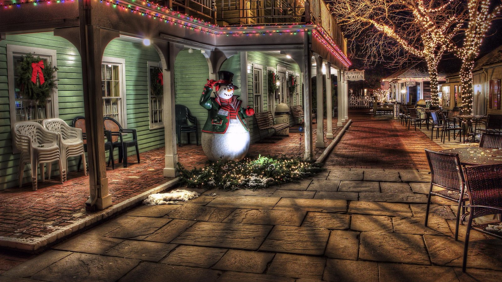 lighting snowman night tree christmas lights home house 2k