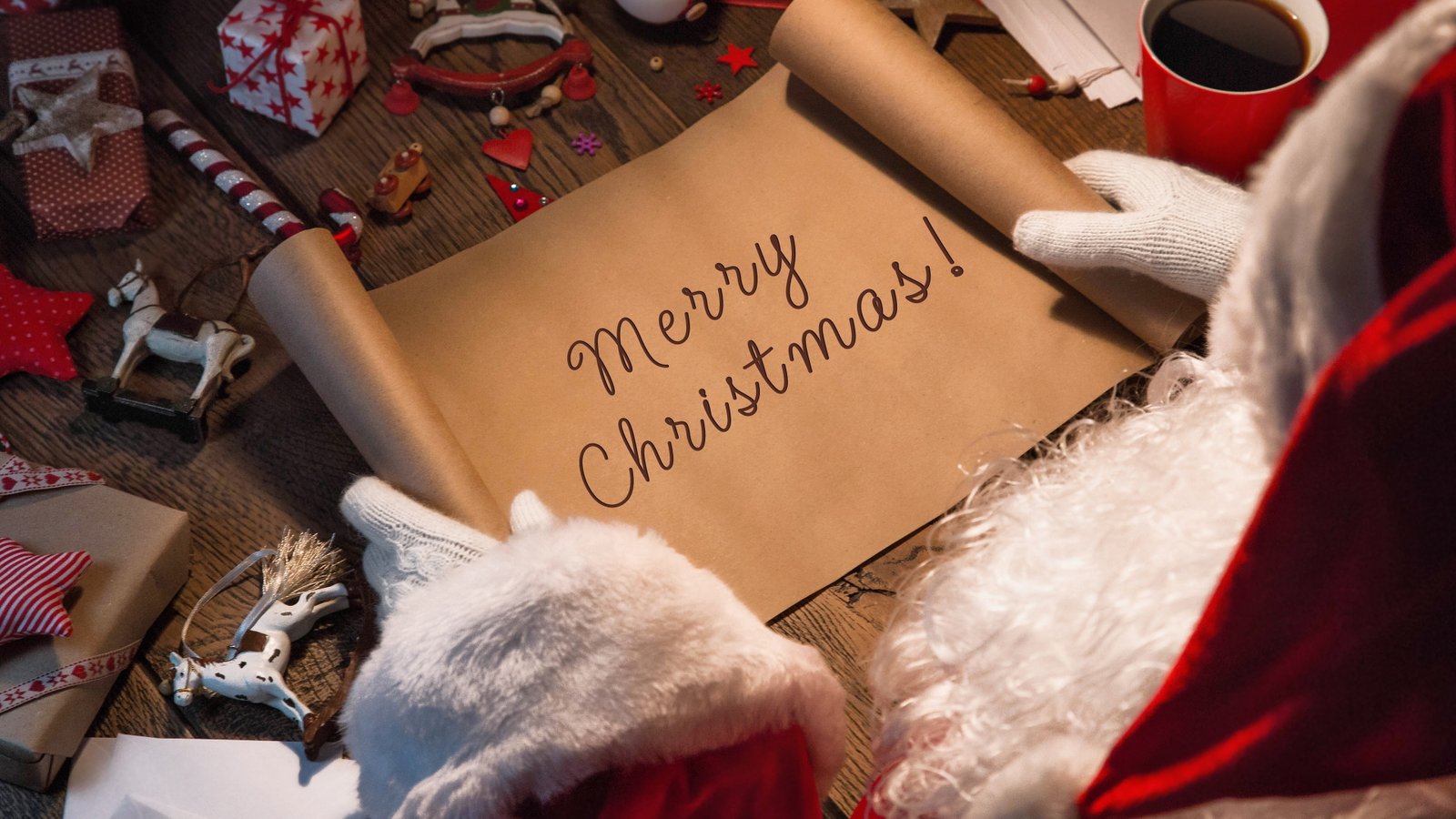 merry christmas santa claus xmas handwriting wood plank 2k