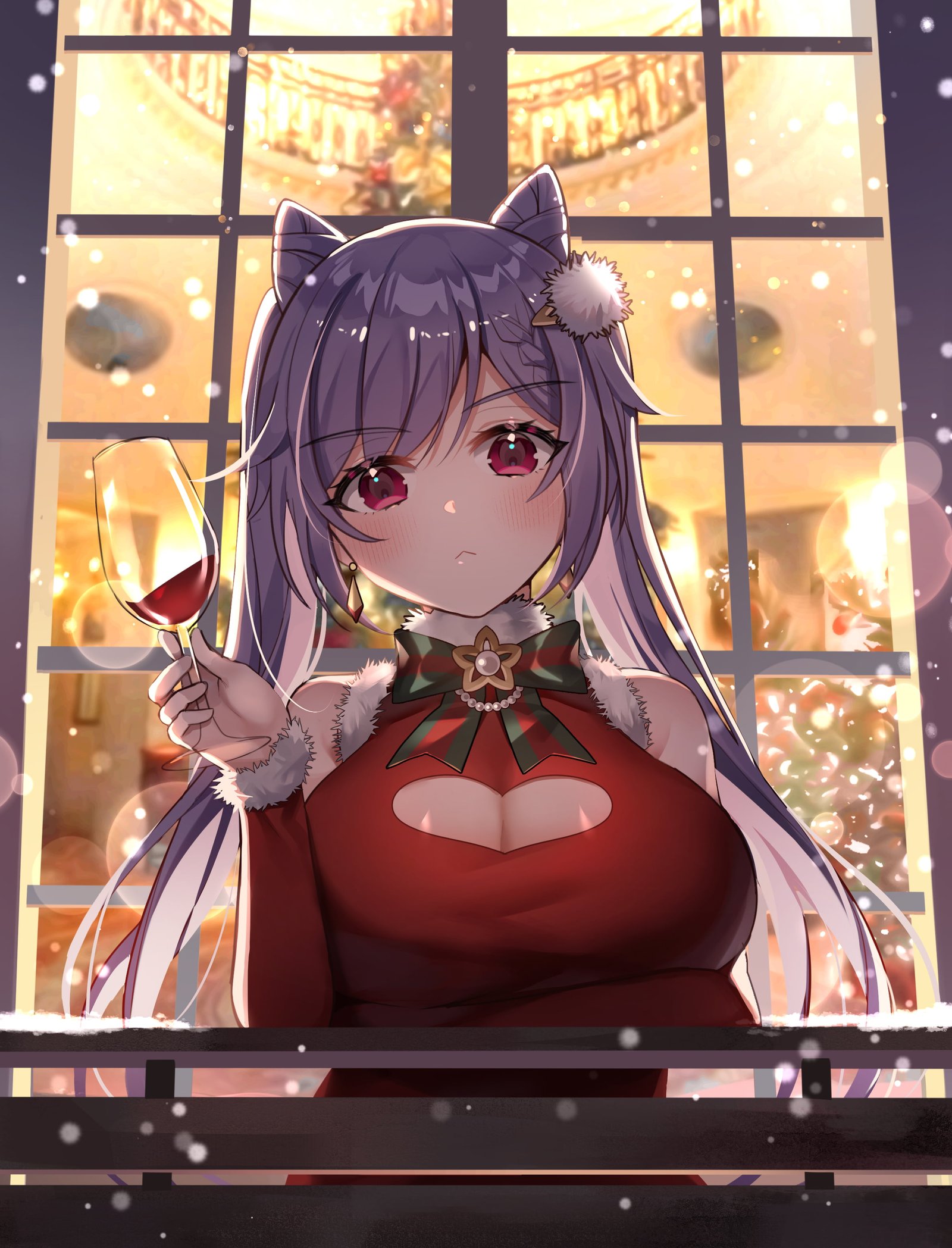 Genshin Impact anime girls keqing genshin impact Christmas 2k