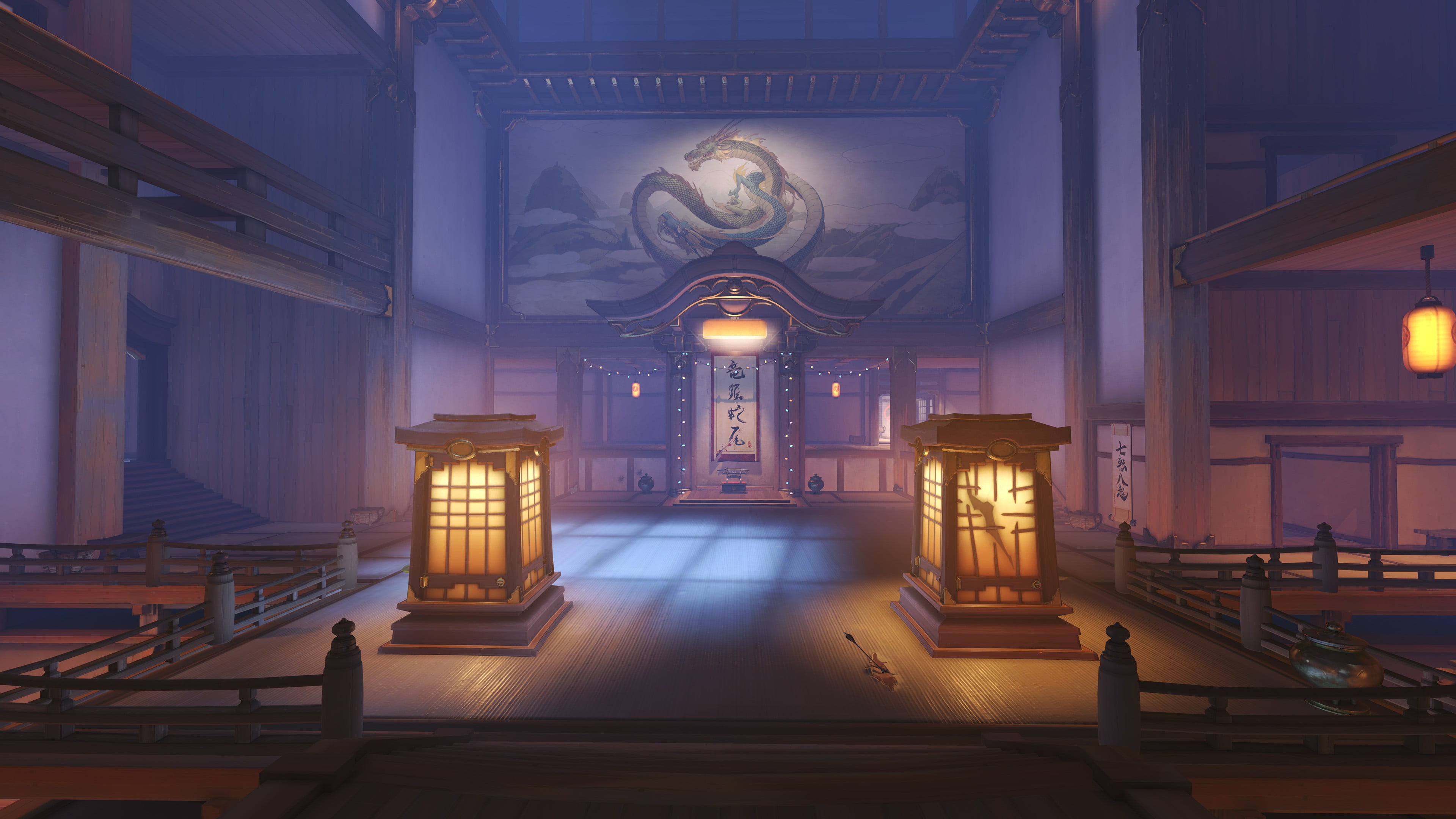 Overwatch map screenshot Hanamura Christmas illuminated 2k