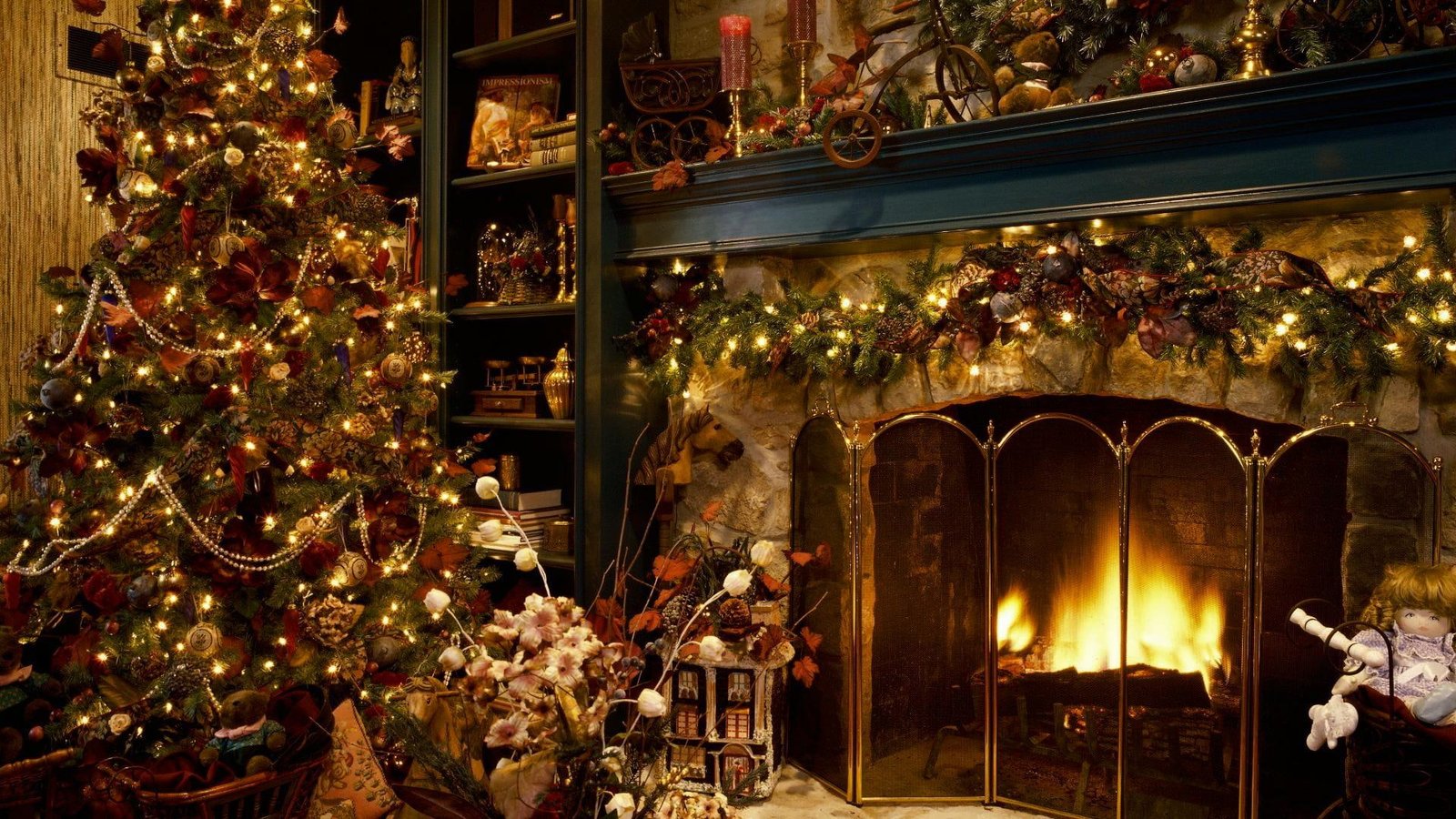Christmas tree next to the fireplace christmas decor lot holidays