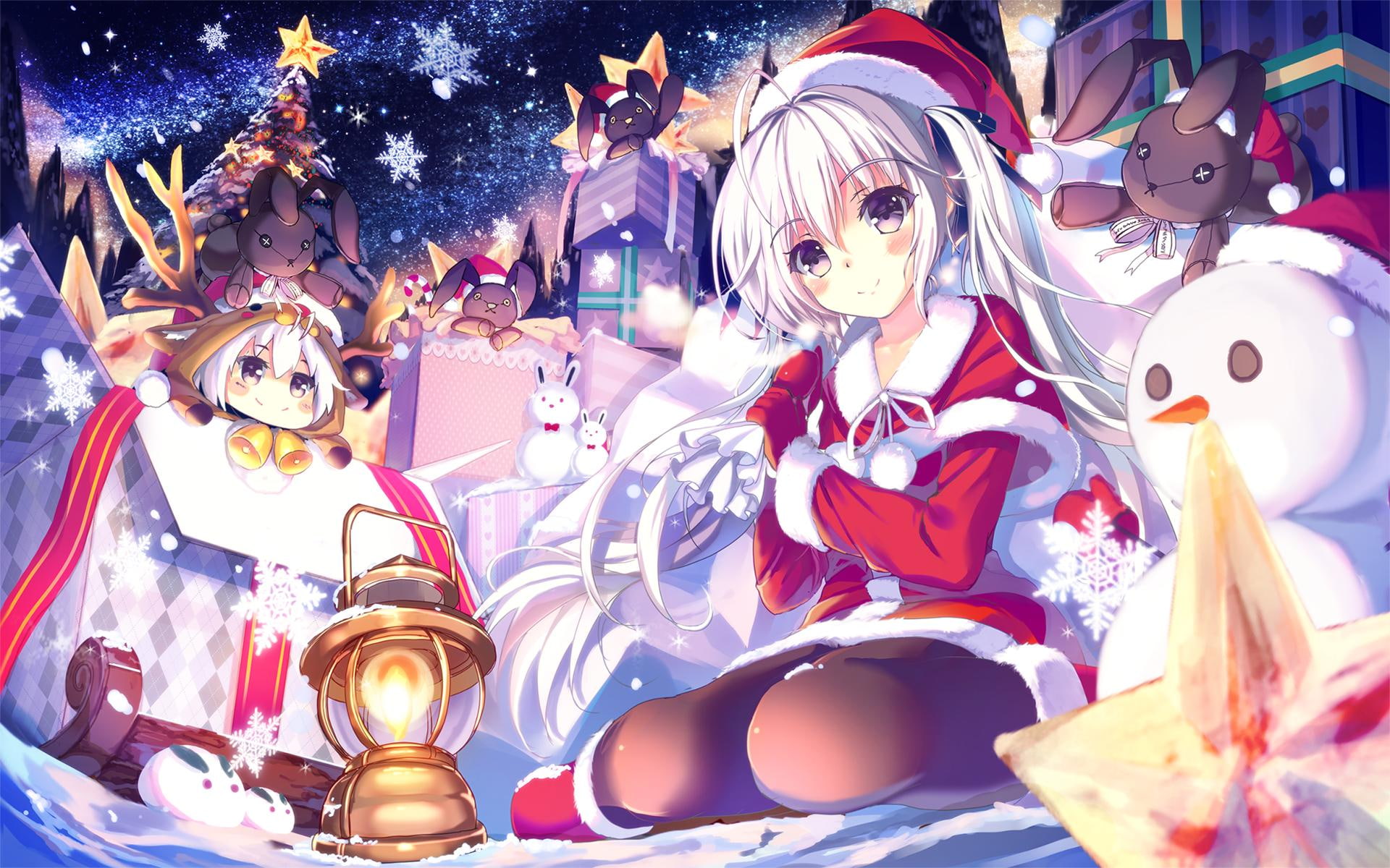 Anime Girls Christmas Yosuga no Sora Kasugano girl in santa costume anime character