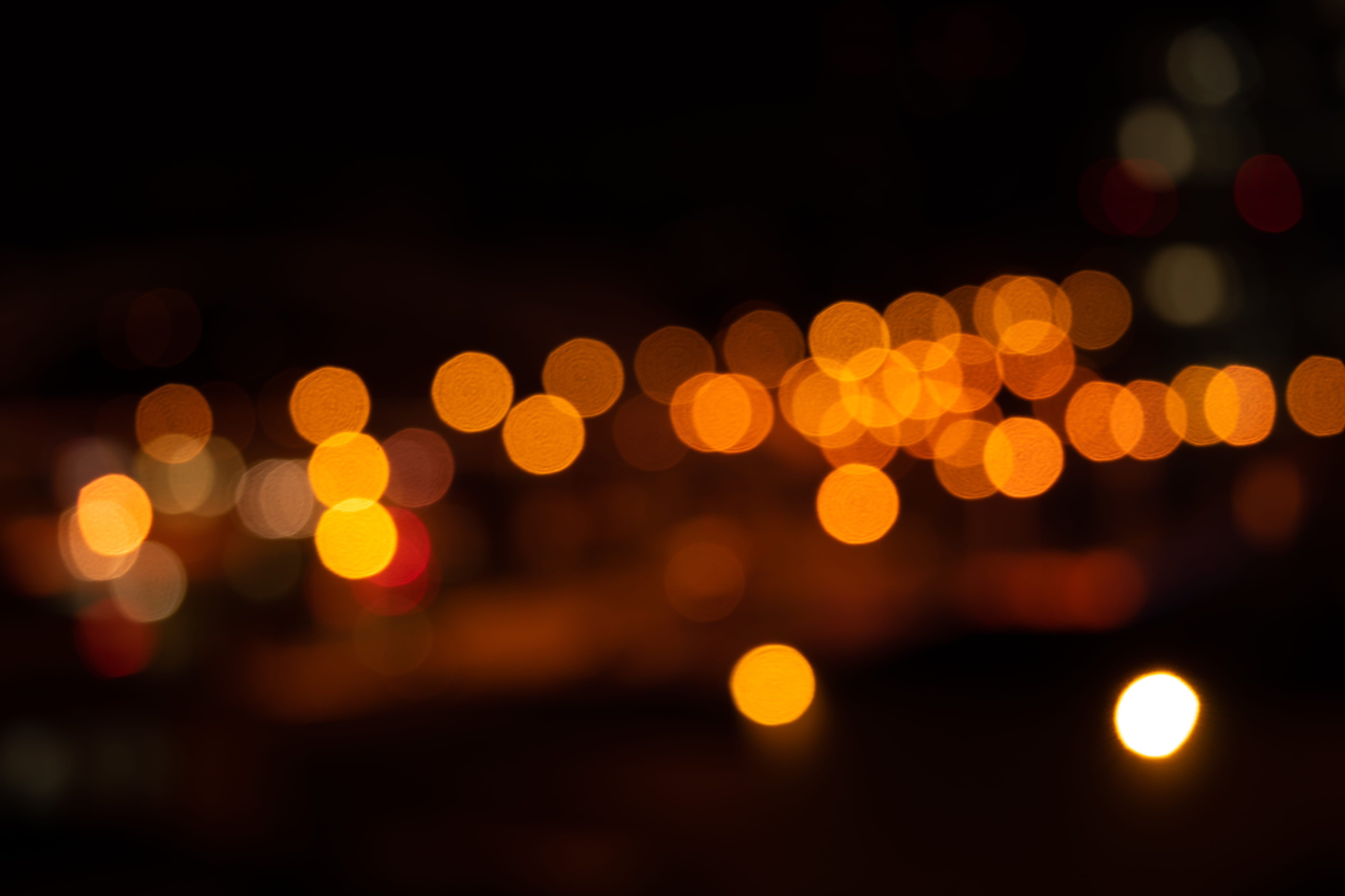 bokeh lights blur orange night wallpaper distance air car 2k 4k 5k
