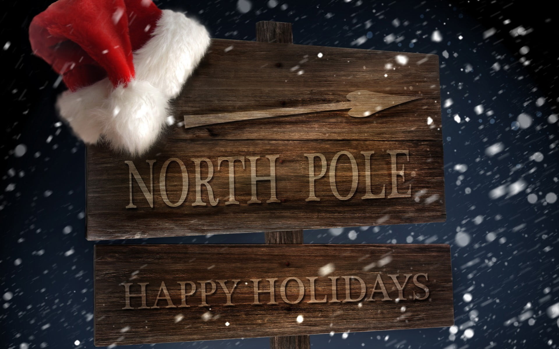 North Pole Happy Holidays poster snow winter Christmas text