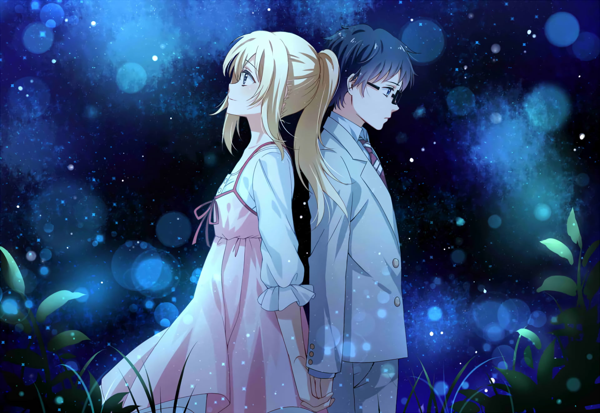 Anime Your Lie in April Kaori Miyazono Kousei Arima night