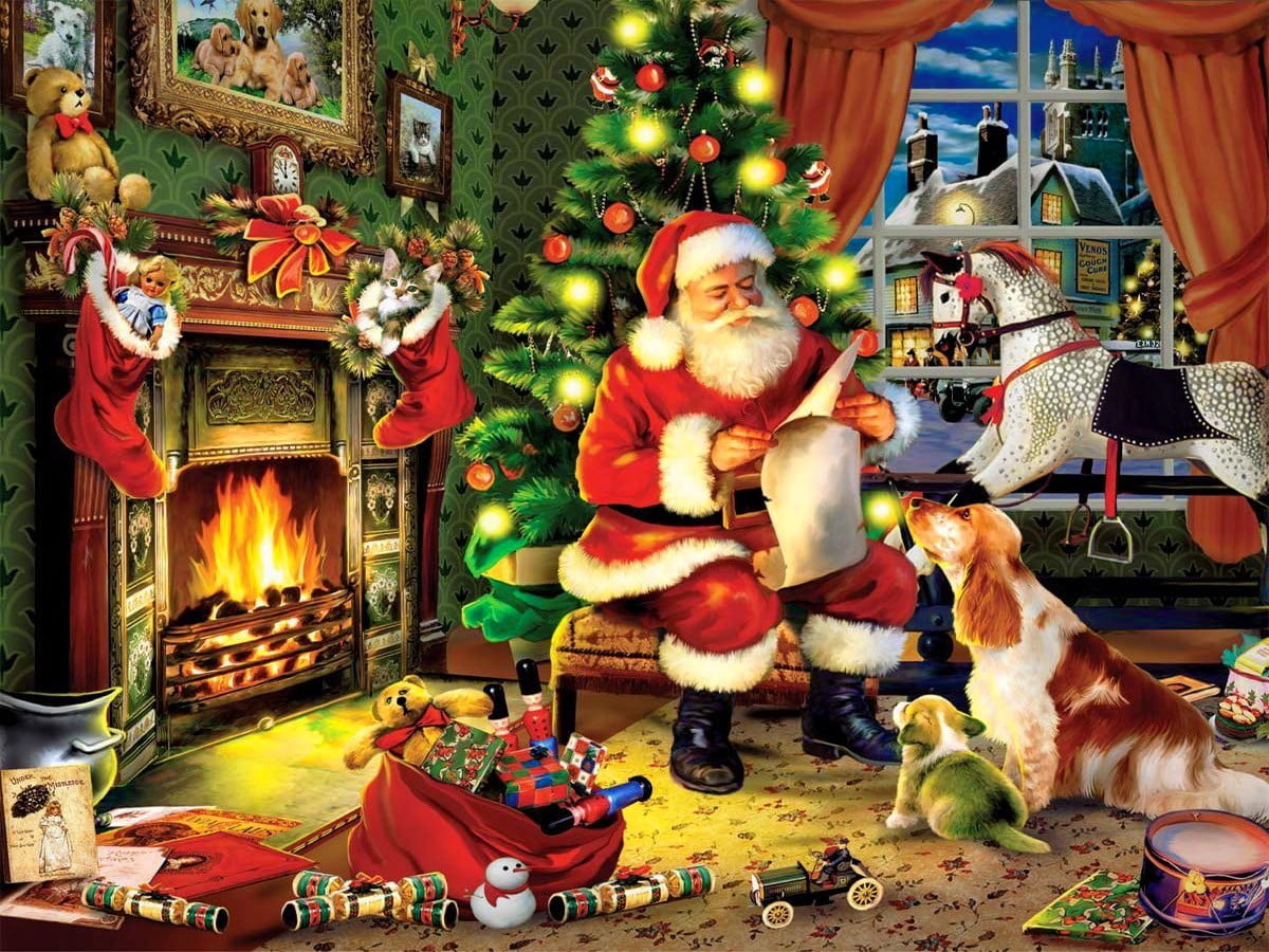 Santa Claus painting Christmas representation religion human