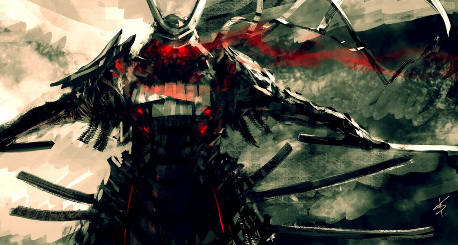 samurai digital wallpaper red eyes celebration indoors real people