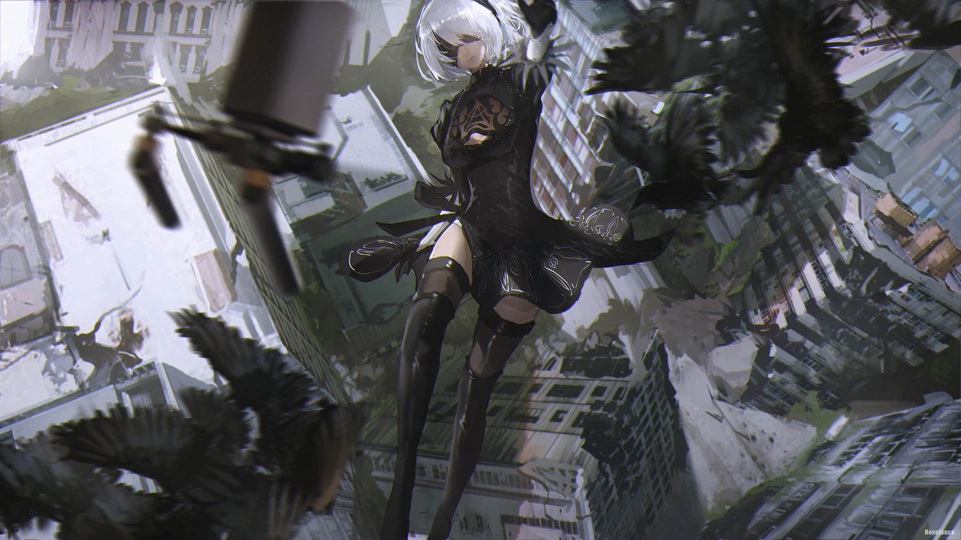 female game character illustration Nier Automata
