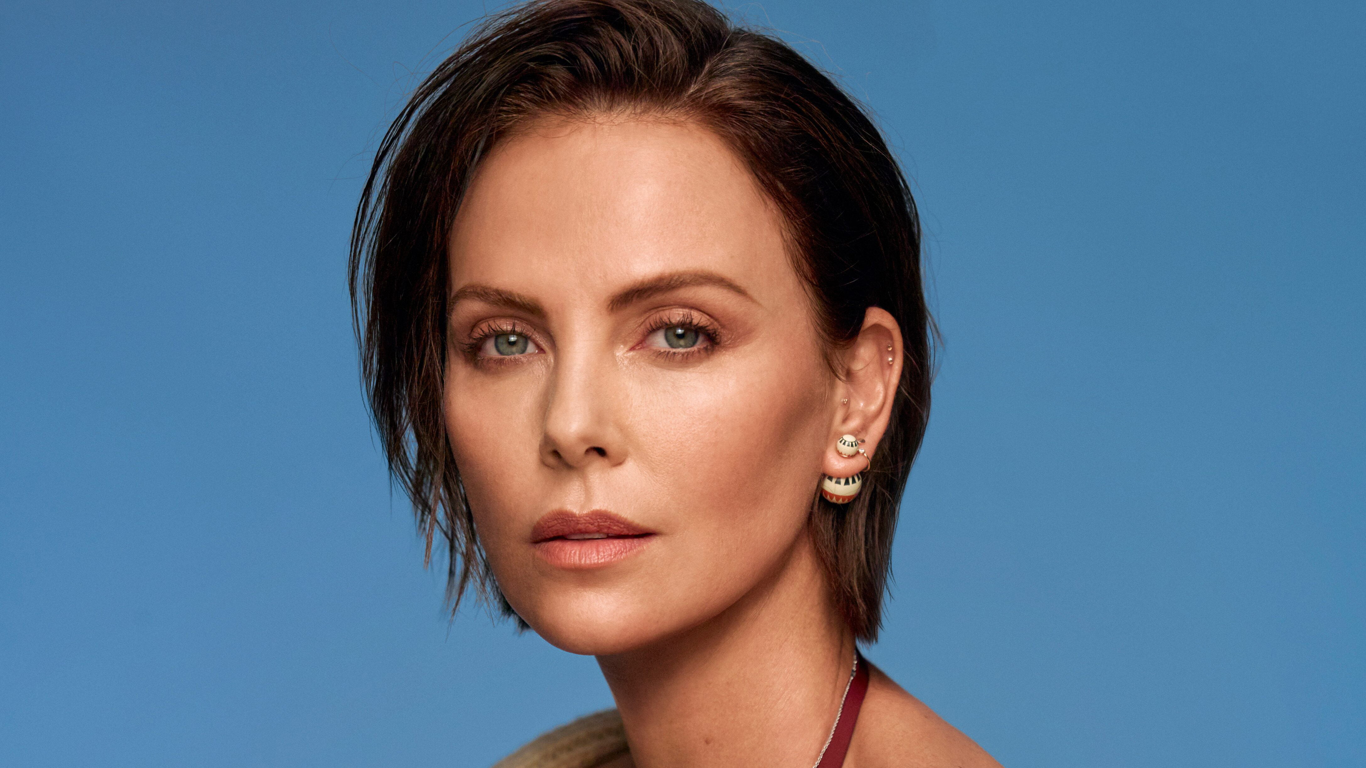Actresses Charlize Theron Brunette Face Short Hair South African 2k 4k