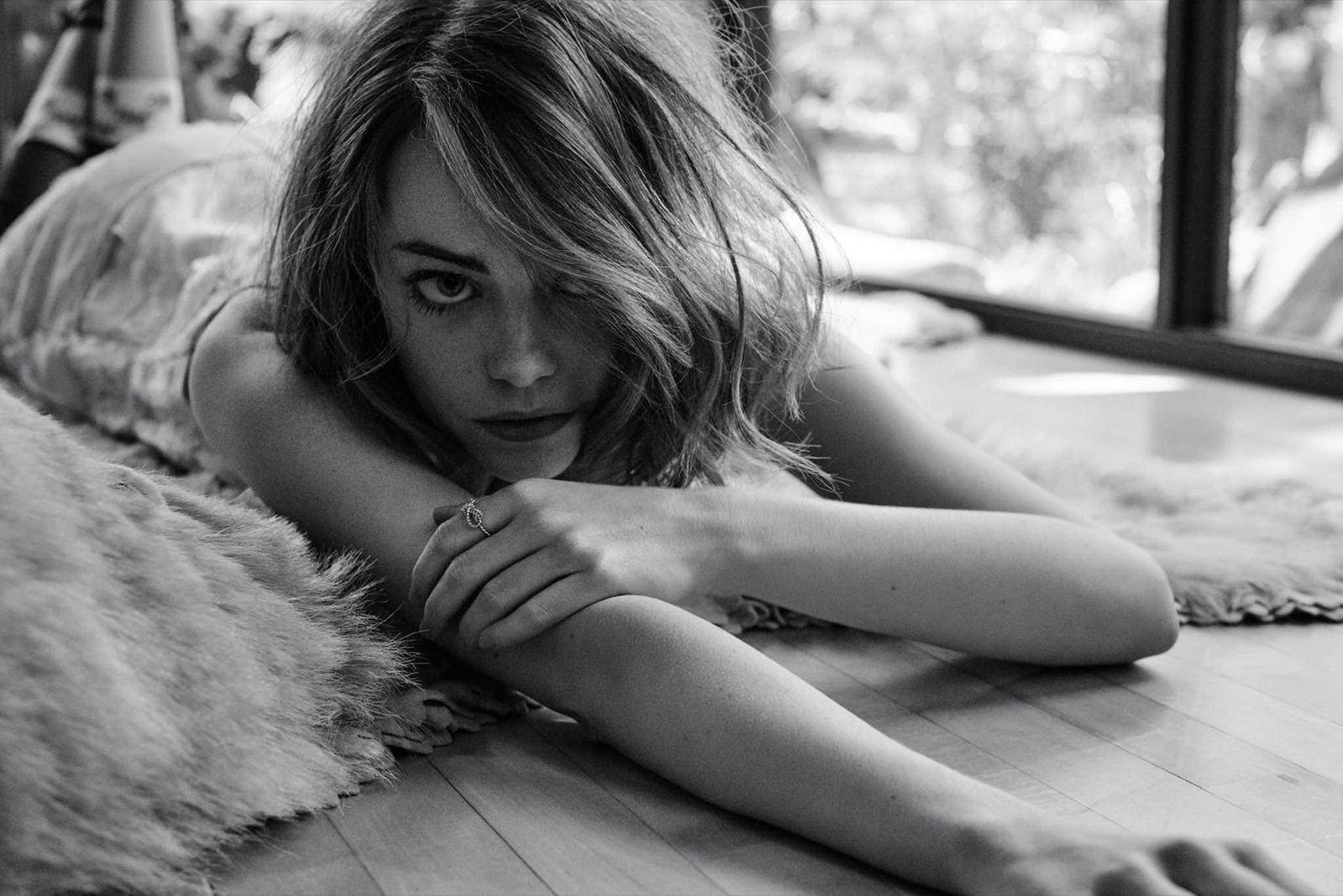 Actresses Emma Stone Monochrome