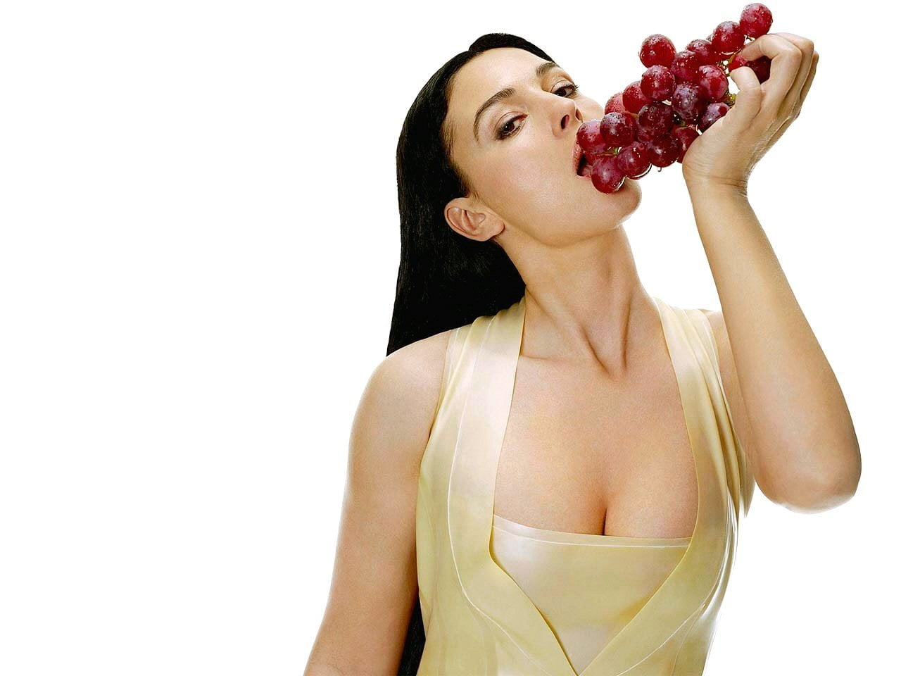 Actresses Monica Bellucci white background studio shot one person