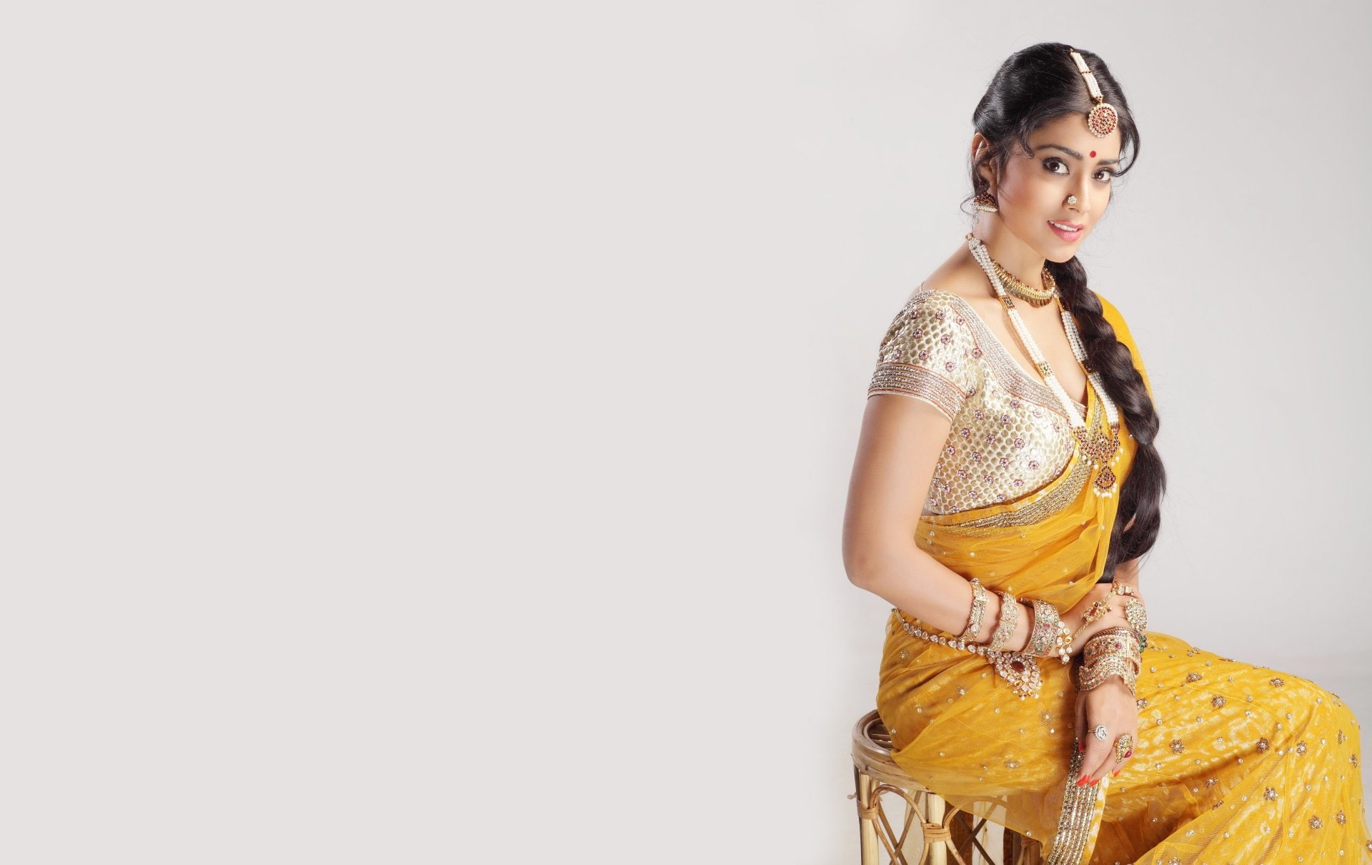 Actresses Shriya Saran copy space one person studio shot