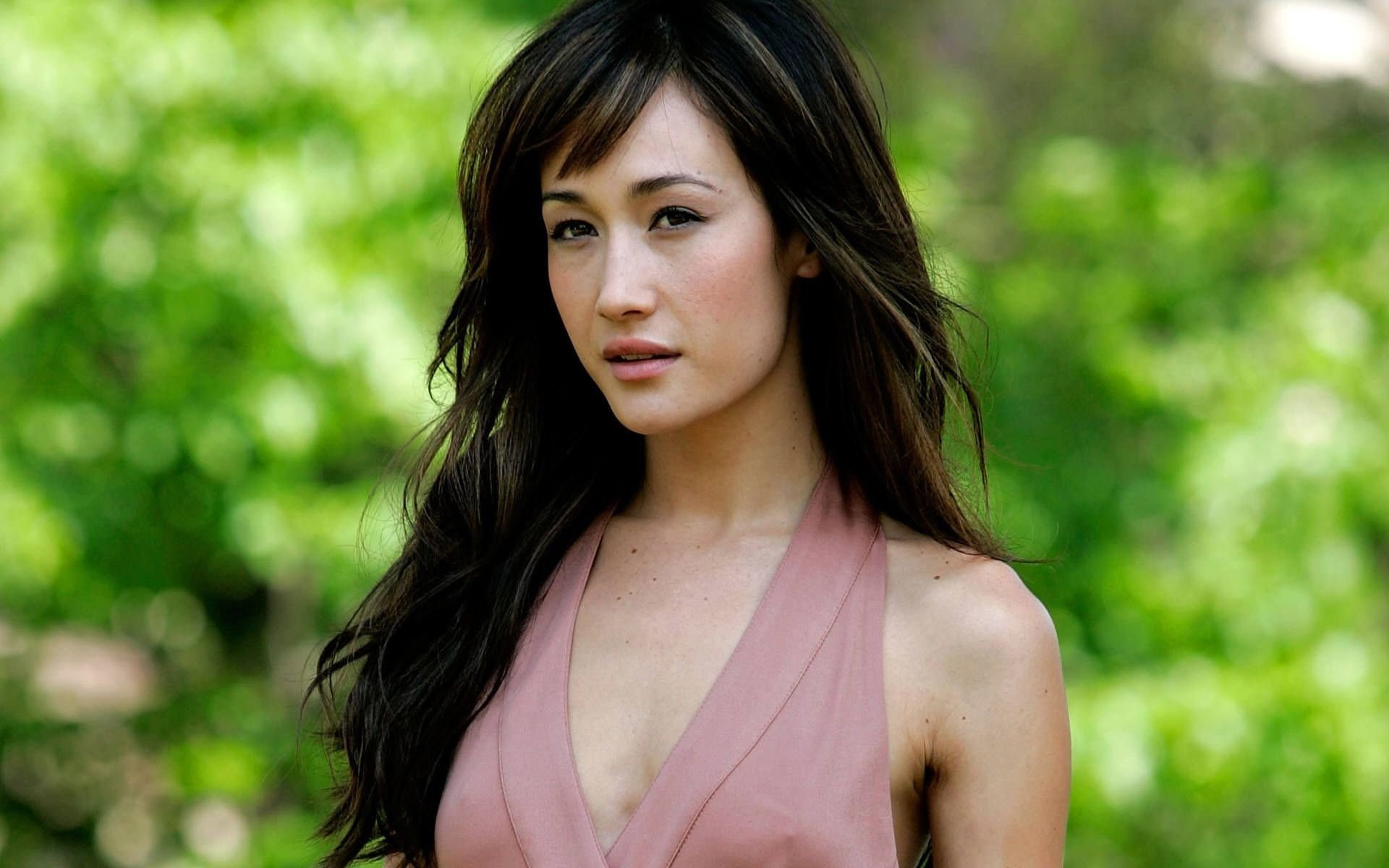 Actresses Maggie Q Brown Eyes Brunette