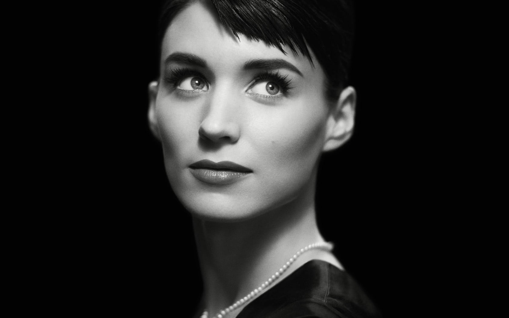 Audrey Hepburn rooney mara actress face bw headshot portrait